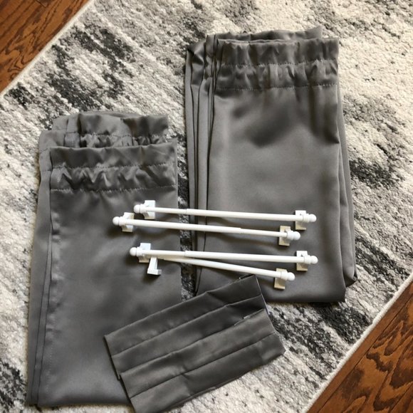 EUC! Set of 2 Side Light Privacy Curtains and Rods - Picture 1 of 7